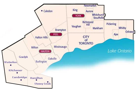 Service Areas Toronto The Greater Toronto Area